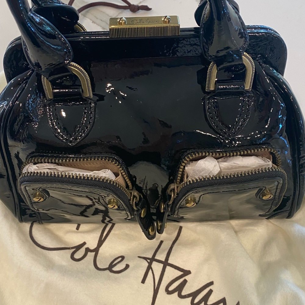 Cole Haan Black Patent Leather Handle Purse - Picture 7 of 13